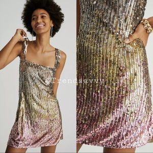 by anthropologie square neck sequin mini shift dress By Anthropologie Square-Neck Sequin Mini Shift Dress in Grey